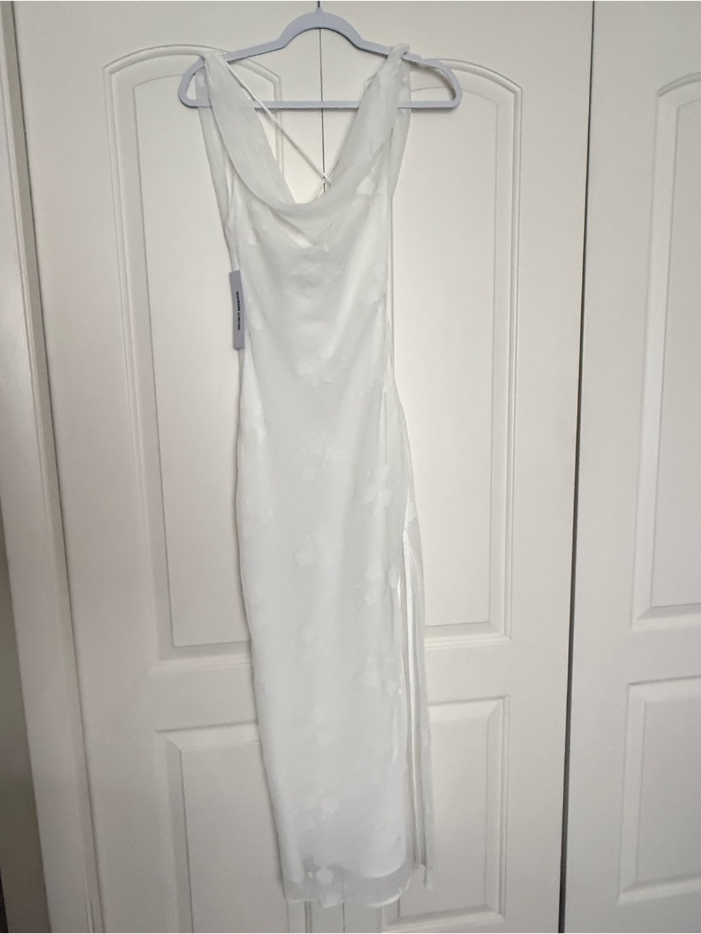 Princess Polly White Satin Cowl Neck Midi Dress